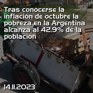 Tras conocerse la inflación de octubre la pobreza en la Argentina alcanza al 42,9% de la población