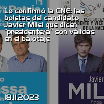 Lo confirmó la CNE: las boletas del candidato Javier Milei que dicen “presidente/a” son válidas en el balotaje