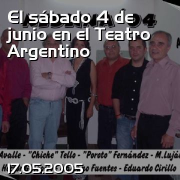 El sábado 4 de junio en el Teatro Argentino