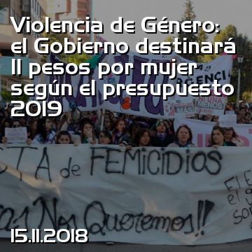 Violencia de Género: el Gobierno destinará 11 pesos por mujer según el presupuesto 2019