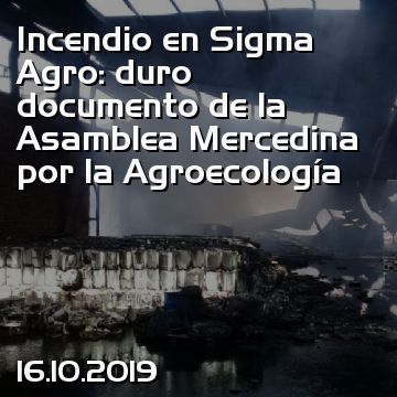 Incendio en Sigma Agro: duro documento de la Asamblea Mercedina por la Agroecología