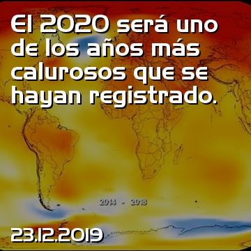 El 2020 será uno de los años más calurosos que se hayan registrado.
