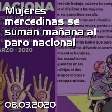 Mujeres mercedinas se suman mañana al paro nacional