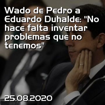 Wado de Pedro a Eduardo Duhalde: “No hace falta inventar problemas que no tenemos”