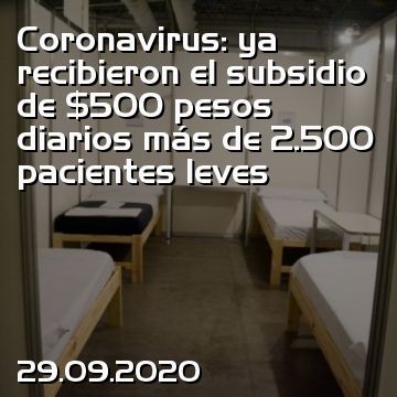Coronavirus: ya recibieron el subsidio de $500 pesos diarios más de 2.500 pacientes leves