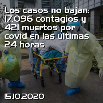 Los casos no bajan: 17.096 contagios y 421 muertos por covid en las últimas 24 horas