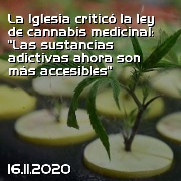 La Iglesia criticó la ley de cannabis medicinal: “Las sustancias adictivas ahora son más accesibles”