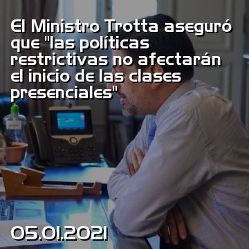 El Ministro Trotta aseguró que “las políticas restrictivas no afectarán el inicio de las clases presenciales”