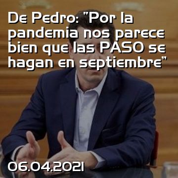 De Pedro: “Por la pandemia nos parece bien que las PASO se hagan en septiembre”