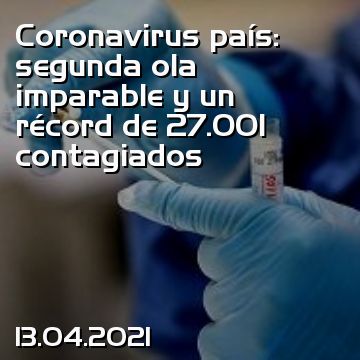 Coronavirus país: segunda ola imparable y un récord de 27.001 contagiados