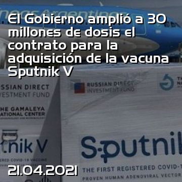 El Gobierno amplió a 30 millones de dosis el contrato para la adquisición de la vacuna Sputnik V