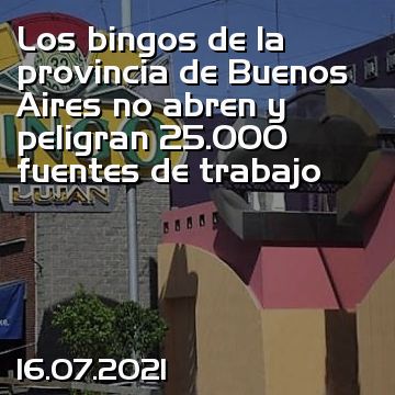 Los bingos de la provincia de Buenos Aires no abren y peligran 25.000 fuentes de trabajo