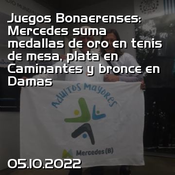Juegos Bonaerenses: Mercedes suma medallas de oro en tenis de mesa, plata en Caminantes y bronce en Damas