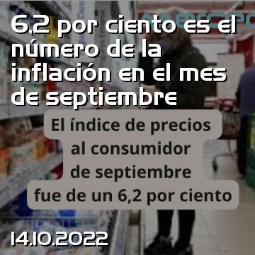 6,2 por ciento es el número de la inflación en el mes de septiembre