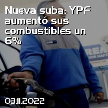 Nueva suba: YPF aumentó sus combustibles un 6%