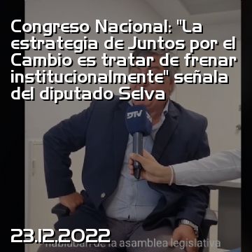 Congreso Nacional: “La estrategia de Juntos por el Cambio es tratar de frenar institucionalmente” señala del diputado Selva