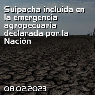 Suipacha incluida en la emergencia agropecuaria declarada por la Nación