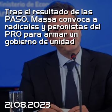 Tras el resultado de las PASO, Massa convoca a radicales y peronistas del PRO para armar un gobierno de unidad