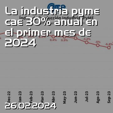 La industria pyme cae 30% anual en el primer mes de 2024