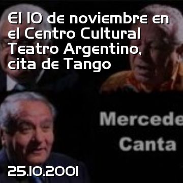 El 10 de noviembre en el Centro Cultural Teatro Argentino, cita de Tango