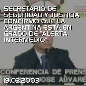 SECRETARIO DE SEGURIDAD Y JUSTICIA CONFIRMÓ QUE LA ARGENTINA ESTÁ EN GRADO DE “ALERTA INTERMEDIO”