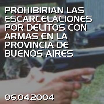 PROHIBIRIAN LAS ESCARCELACIONES POR DELITOS CON ARMAS EN LA PROVINCIA DE BUENOS AIRES