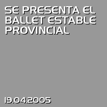 SE PRESENTA EL BALLET ESTABLE PROVINCIAL