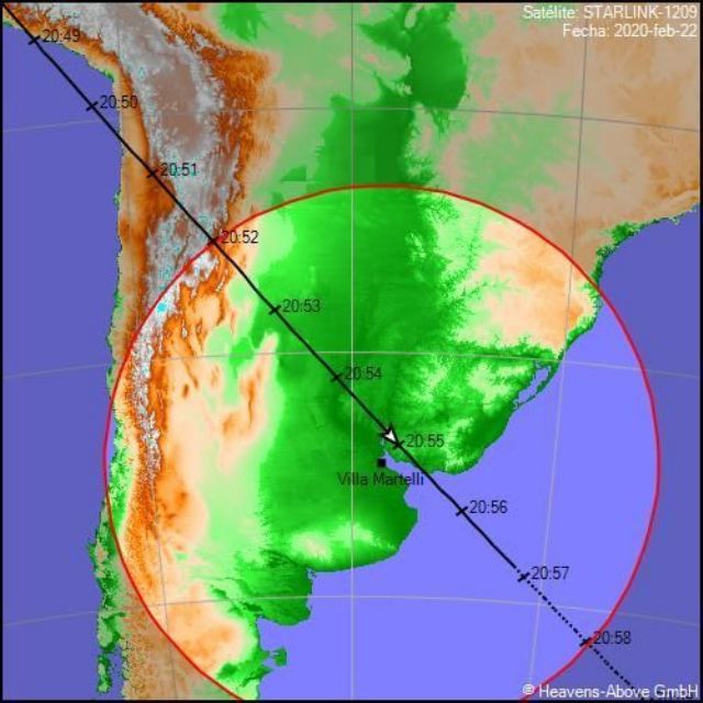 Nuevo paso de los satélites Starlink sobre Argentina esta noche