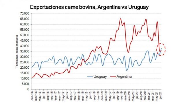 Uruguay exporta más carne que Argentina y le sacó el segundo puesto en el Mercosur
