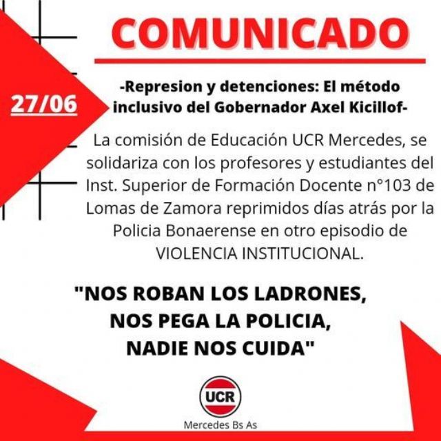 UCR Mercedes: “Nos roban los ladrones, nos pega la policía, nadie nos cuida”