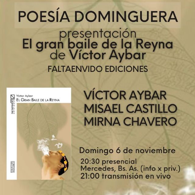 Nueva edición de “Poesía Dominguera” con la presencia de Víctor Aybar, Misael Castillo y Mirna Chavero