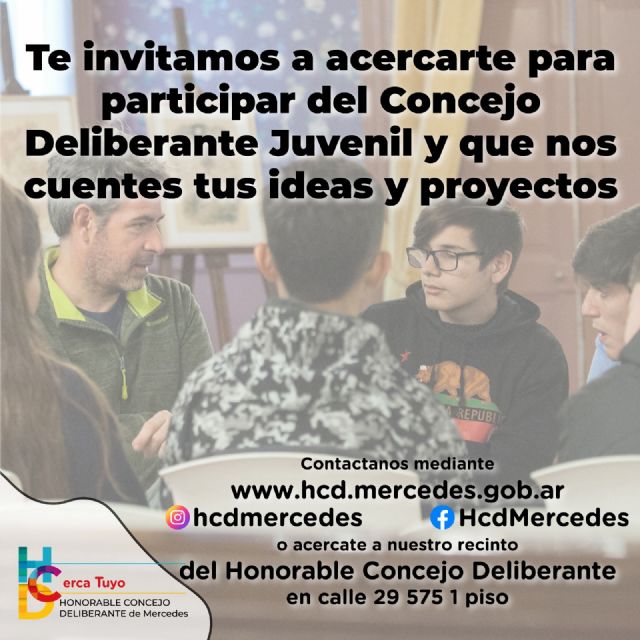 Desde el HCD Mercedes invitan a jóvenes a participar del Concejo Deliberante Juvenil