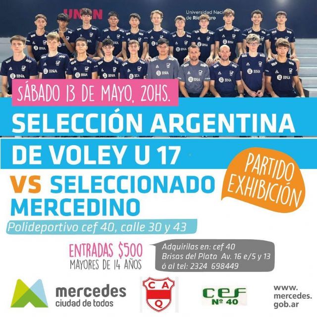 La Selección Argentina de Voley U 17 hará un partido exhibición en Mercedes