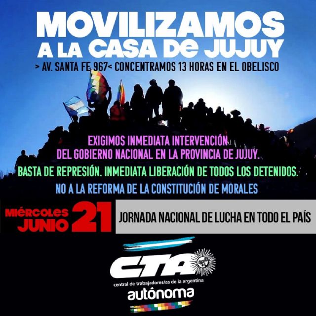 ATE se moviliza por Jujuy y ratifica el paro nacional conjunto con la CTERA