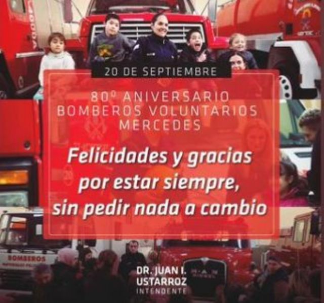 Bomberos Voluntarios de Mercedes celebran sus 80 años