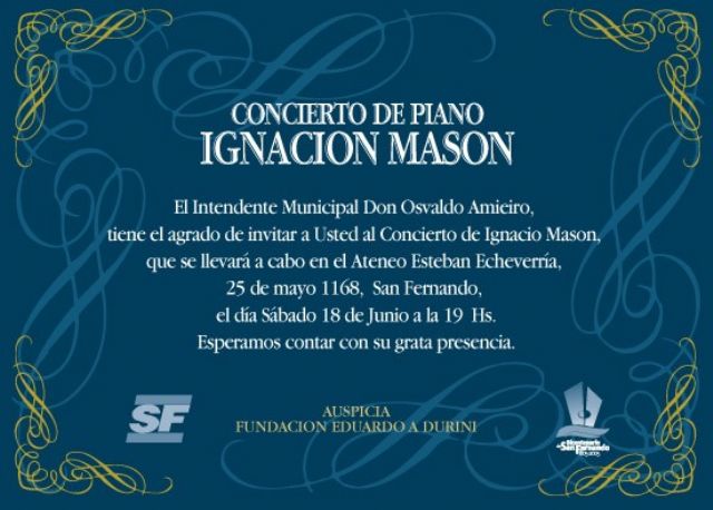 CONCIERTO DE PIANO DE IGNACIO MASON EN SAN FERNANDO