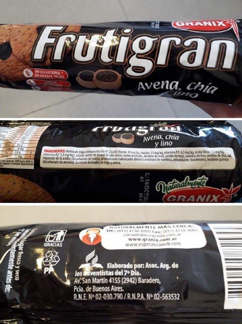 ALERTA: Retiro del mercado de galletitas marca Frutigran con avena, chía y lino