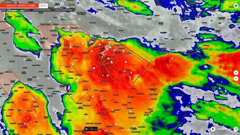 El Servicio Meteorológico Nacional elevó el aviso a corto plazo a TORMENTAS SEVERAS