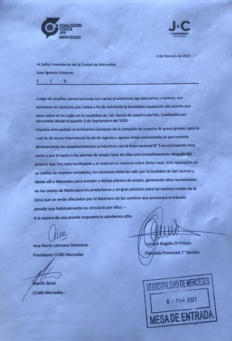 El puente de García se derrumbó hace 5 meses y la Coalición Cívica exige la “inmediata reparación”