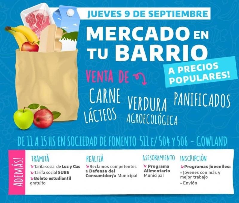 El “Mercado en tu barrio” llega a Gowland este jueves con ofertas insuperables