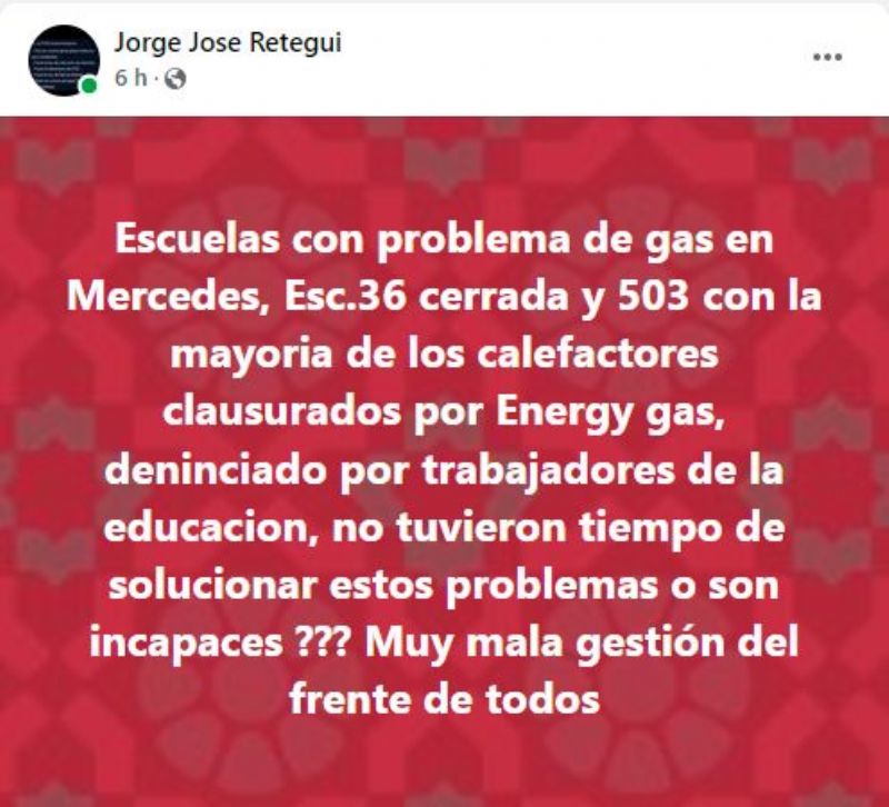 Contrapunto entre Retegui y Pisano por los problemas de gas en las escuelas locales