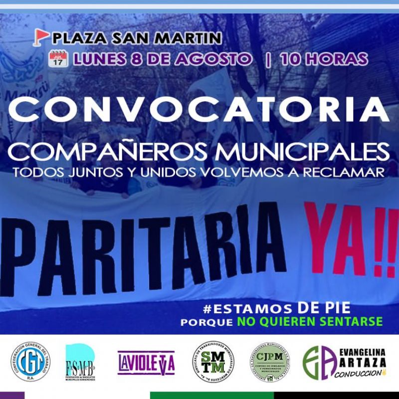 Municipales con reclamo: convocan a la reapertura de paritarias este lunes 8 en Plaza San Martín