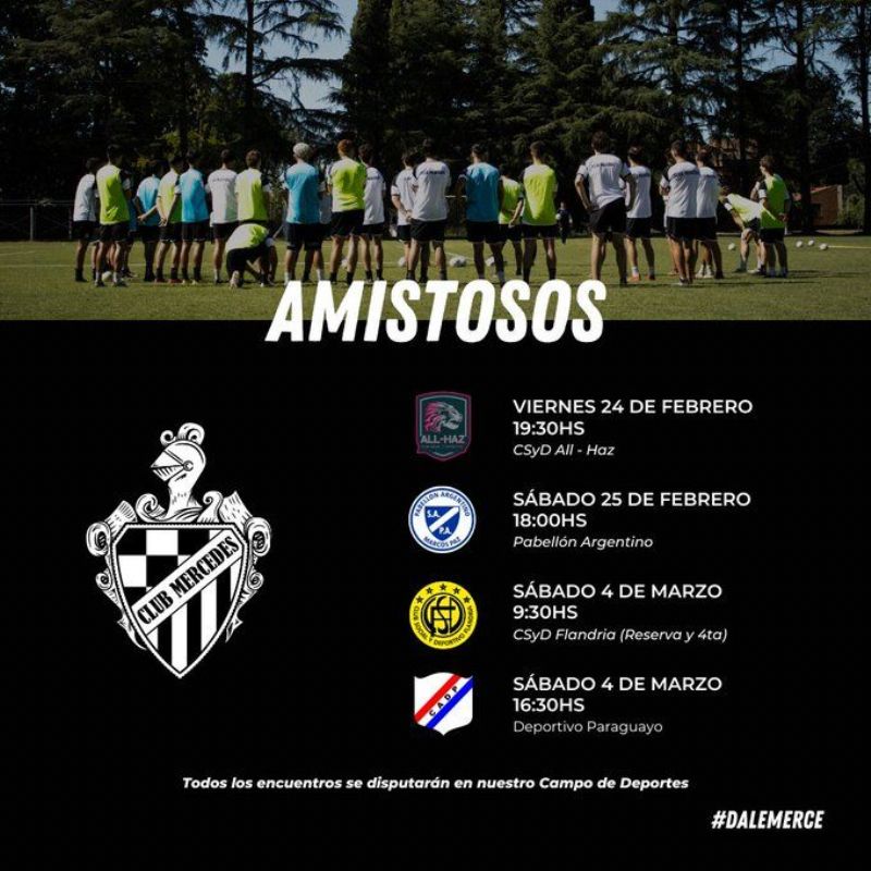 Ya están definidos los amistosos que jugará el Club Mercedes