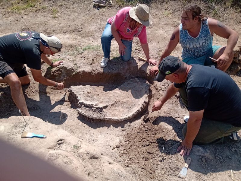 No hay mal que por bien no venga: encuentran fósil de gliptodonte en el cauce seco del arroyo Los Leones de Suipacha