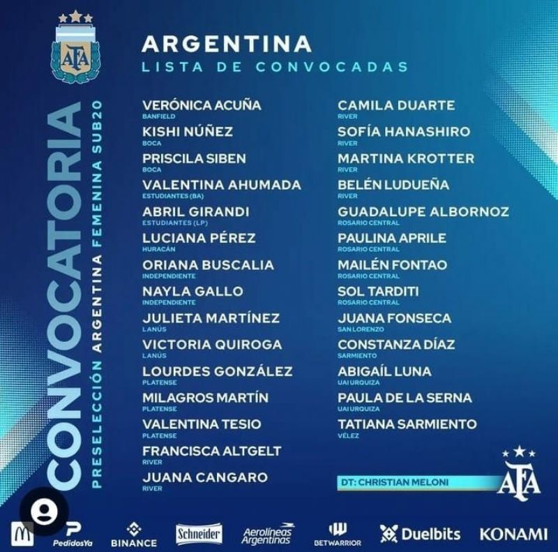 Juana Cangaro para el seleccionado argentino sub 20