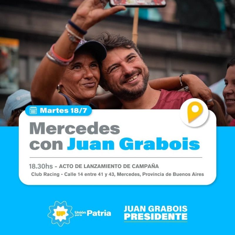 Juan Grabois visita Mercedes en su campaña como pre candidato presidencial de UP